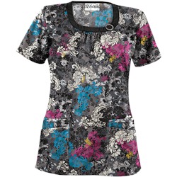 UA Romantic Scroll Black Scrub Top