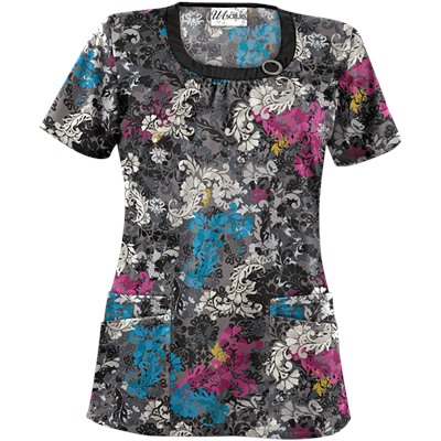 UA Romantic Scroll Black Scrub Top
