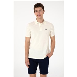Erkek Regular Fit Polo Yaka Krem Basic Tişört