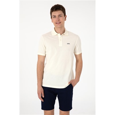 Erkek Regular Fit Polo Yaka Krem Basic Tişört