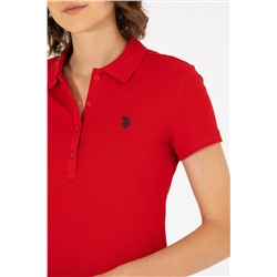 Kadın Kırmızı Basic Polo Yaka Tişört