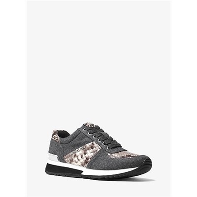 MICHAEL MICHAEL KORS Allie Flannel and Embossed-Leather Sneaker
