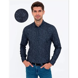 Lacivert Slim Fit Uzun Kollu Gömlek