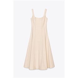 TOPSTITCHED MIDI DRESS