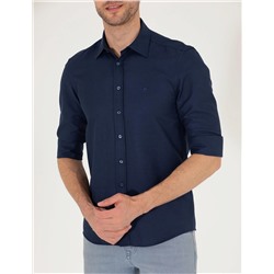 Lacivert Slim Fit Oxford Gömlek