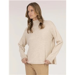 Balıkçı Yaka Krem Melanj Comfort Fit Basic Kazak