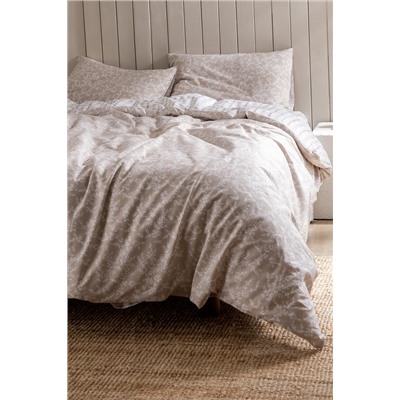 Garde King Size %100 Pamuk Ranforce Baskılı Nevresim Takımı - Bej