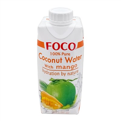 FOCO Coconut water with mango Кокосовая вода с манго 330мл