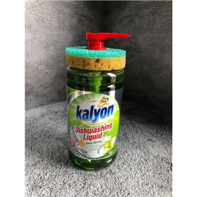 KALYON 1 л Гель для мытья посуды с губкой ЯБЛОКО, шт