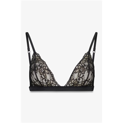 Sujetador triangular NATURAL encaje negro brillo