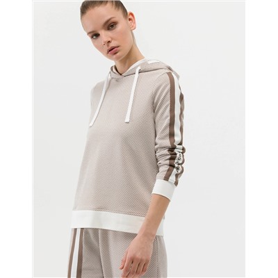 Krem Kapüşonlu Sweatshirt
