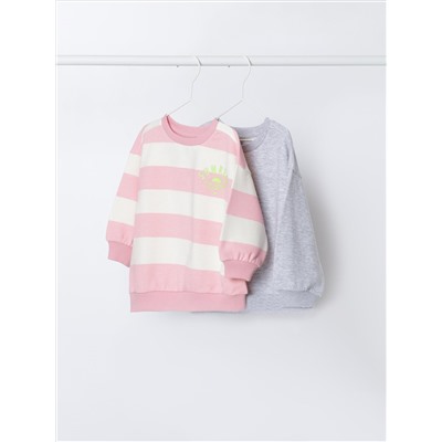 PACK DE 2 SUDADERAS COMBINADAS LISA Y ESTAMPADA