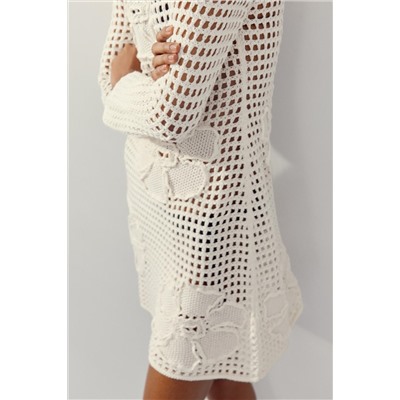 FLORAL CROCHET KNIT DRESS