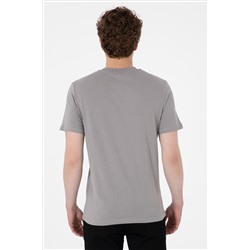 Erkek Regular Fit Bisiklet Yaka Koyu Gri Basic Tişört