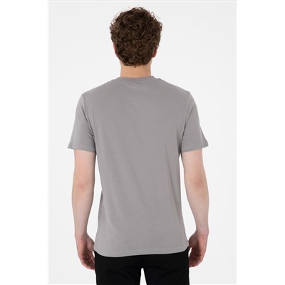 Erkek Regular Fit Bisiklet Yaka Koyu Gri Basic Tişört