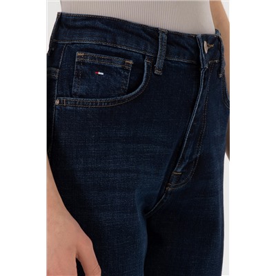 Kadın Mavi Jean Mom High Waist Fit Pantolon