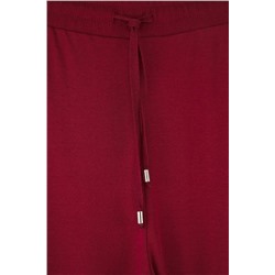 Bordo Yüksek Bel Beli Lastikli Baskılı Örme Büyük Beden Tayt TBBAW26BV00002