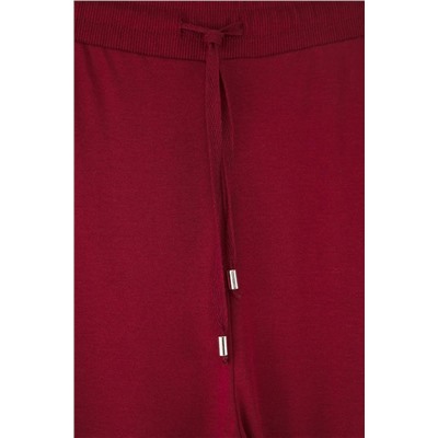 Bordo Yüksek Bel Beli Lastikli Baskılı Örme Büyük Beden Tayt TBBAW26BV00002