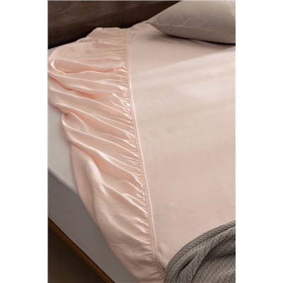 Ciel King Size Plus %100 Pamuk Lastikli Saten Çarşaf - Açık Pudra
