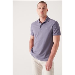 Lila %100 Pamuk Serin Tutan Polo Yaka T-Shirt