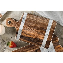 Доска разделочная, 25х14 см, с ручкой, фарфор P, коричневая, Wood&Marble, 63063