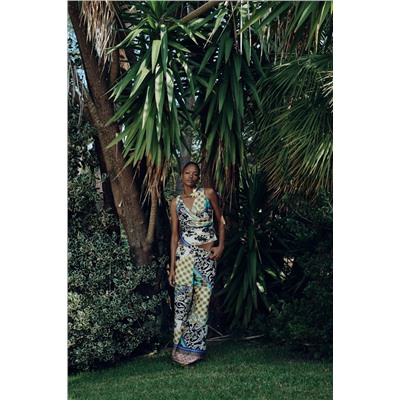 PATCHWORK PRINT SATIN TOP
