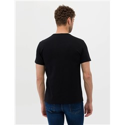 Siyah Slim Fit Baskılı Bisiklet Yaka Tişört