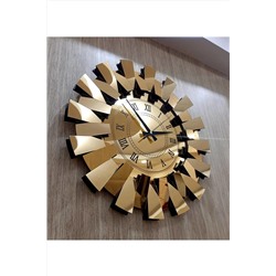 TUĞBArt 3 Boyutlu Piyano Model Aynalı Duvar Saati Roma Rakamlı Gold 38003101