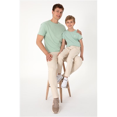 Erkek Regular Fit Bisiklet Yaka Su Yeşili Basic Tişört