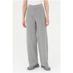 Kadın Gri Melanj Loose Fit Triko Pantolon