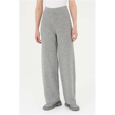 Kadın Gri Melanj Loose Fit Triko Pantolon