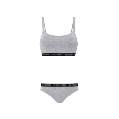 U.S. Polo Assn. Kadın Gri Melanj Büstiyer-slip Takım Usb65004 VOEM65004