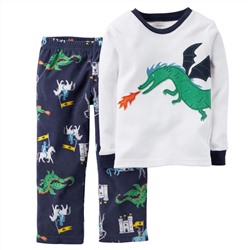 2-Piece Cotton & Fleece PJs