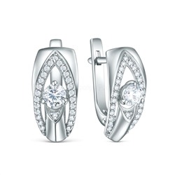 Серьги из серебра с фианитами родированные С-5028-Р