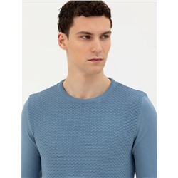 Açık Lacivert Slim Fit Kazak