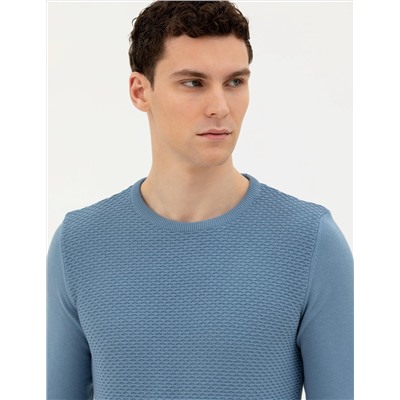 Açık Lacivert Slim Fit Kazak