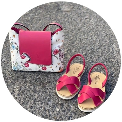 КОМБО AB. ZAPATOS Cruz-Yute FUXIA+Vera pelle flores АКЦИЯ