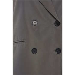 Gri Kruvaze Kapama Astarlı Büyük Beden Blazer Ceket TBBAW24AG00003