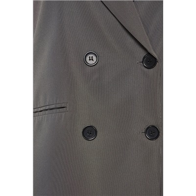 Gri Kruvaze Kapama Astarlı Büyük Beden Blazer Ceket TBBAW24AG00003