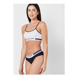 U.S. Polo Assn. Kadın Pamuklu Likralı Puantiyeli 2'li Büstiyer Slip Set U7S7P3O6L3