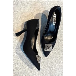 Bambi Mat Siyah Saten Kadın Babet K01596188538