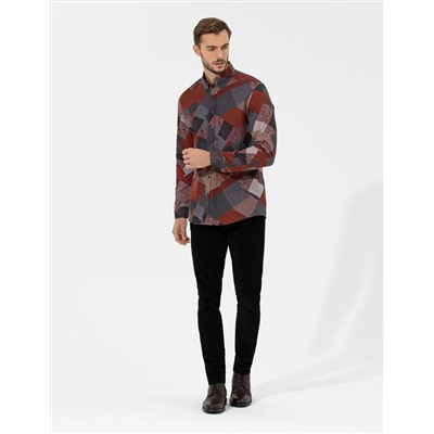 Turuncu Slim Fit Uzun Kollu Gömlek