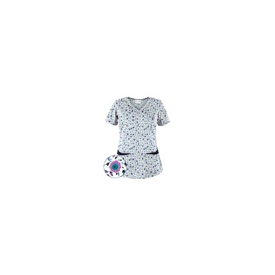 UA Ditzy Bouquet Navy Print Scrub Top