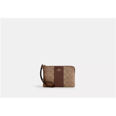 Corner Zip Wristlet In Signature Jacquard