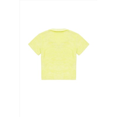 Kız Çocuk Neon Sarı Polo Yaka Tişört