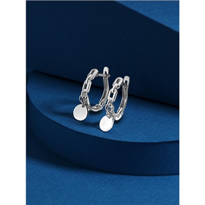 Серьги из серебра родированные - Круги (подвижные элементы) 925 пробы 520-10-450-1р