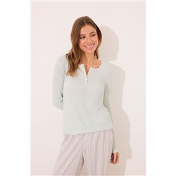 Pijama largo viscosa canalé verde rayas