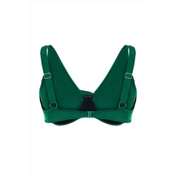 Zümrüt Yeşili Derin V Büzgülü Büyük Beden Bikini Üstü TBBSS23CT00011
