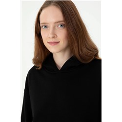 Kadın Siyah Kapüşonlu Sweatshirt