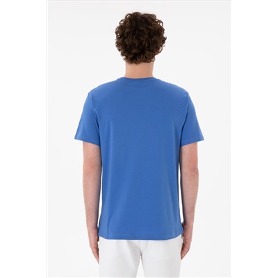Erkek Regular Fit Bisiklet Yaka İndigo Basic Tişört